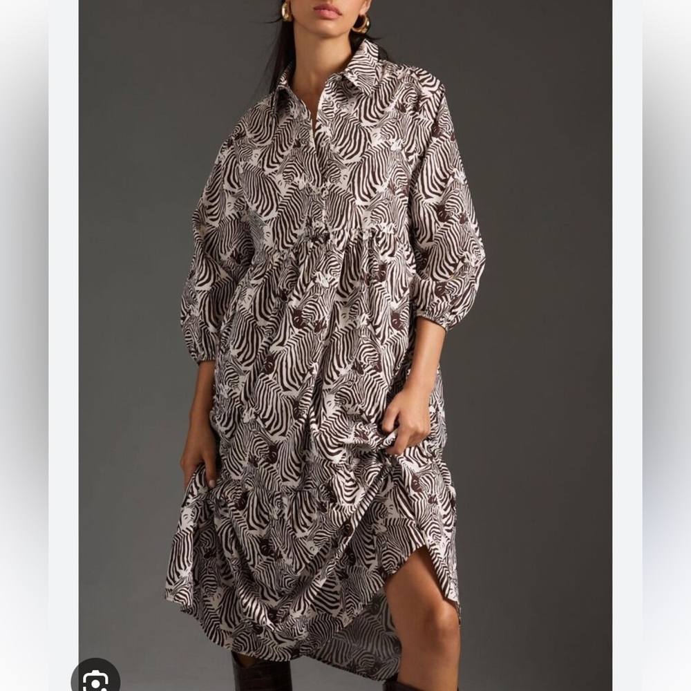 Anthropologie Maeve Bettina zebra print dress size xs